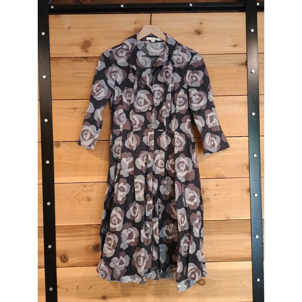 Boden Floral Rose Camo Pattern Midi Shirt Dress US 6P Cotton No Belt
